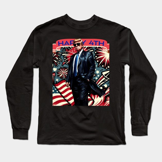 Trump'S Fireworks Spectacle Celebrating The 4Th Long Sleeve T-Shirt by KimonoKaleidoscope